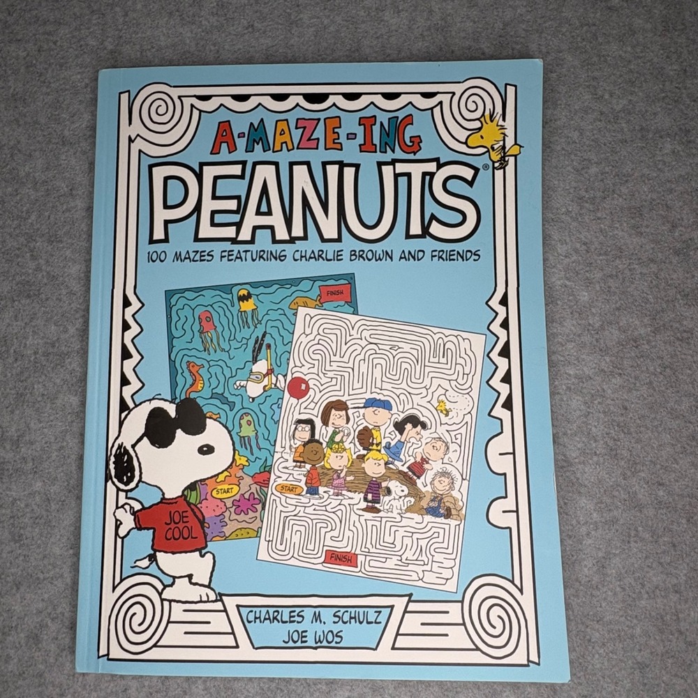 A-Maze-ing Peanuts 100 Mazes Charlie Brown Snoopy Activity Book Joe Wos Schulz